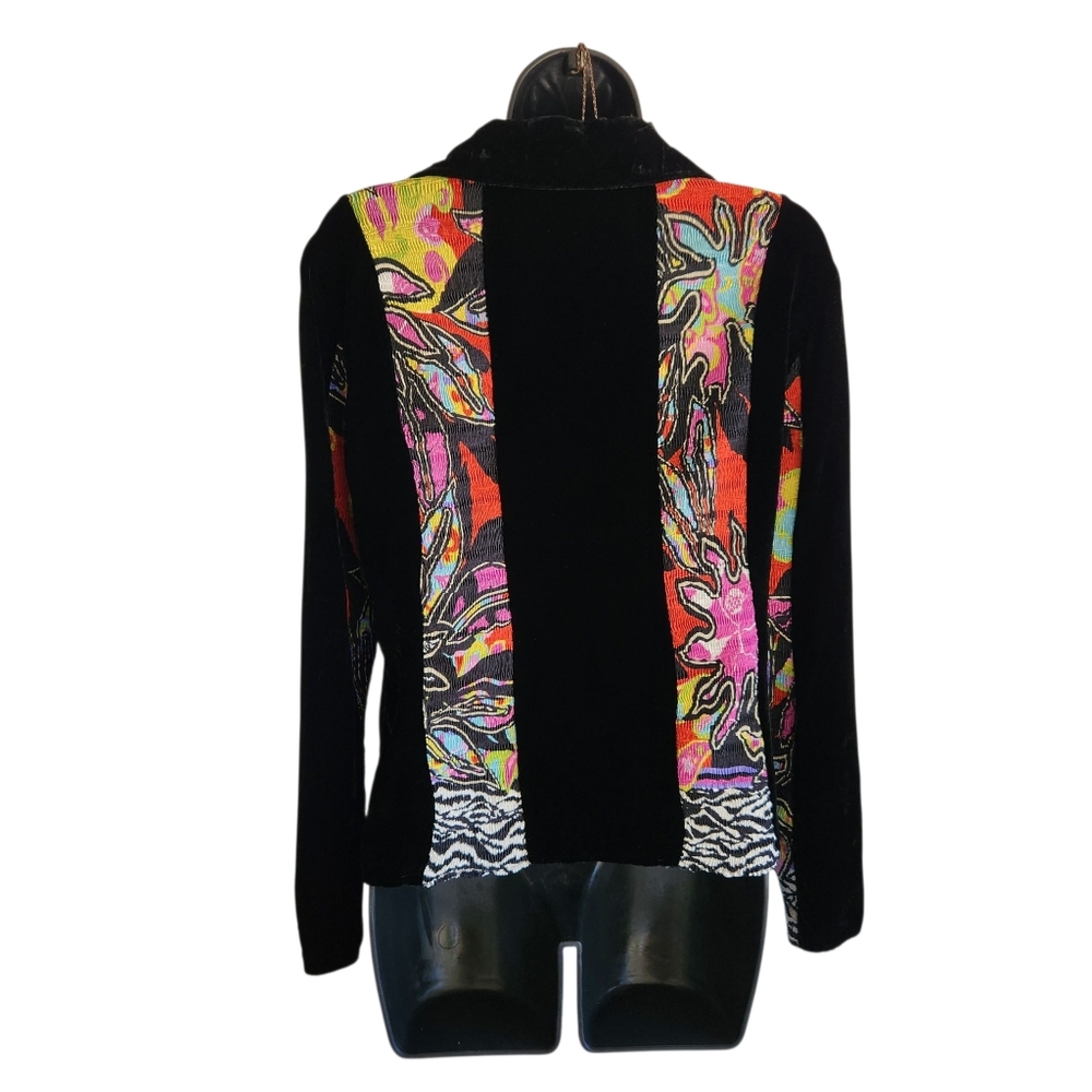 Alberto Makali Crop Velvet and Plise Cardigan Jacket Art to Wear Size M - Picture 10 of 14